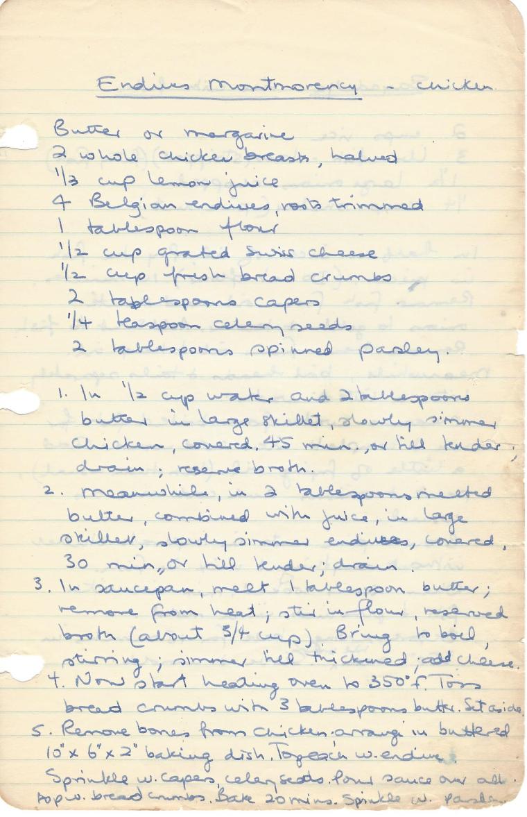 endives montmorency - chicken