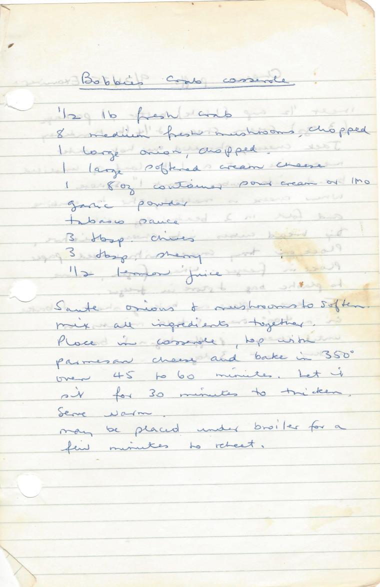 bobbies crab casserole