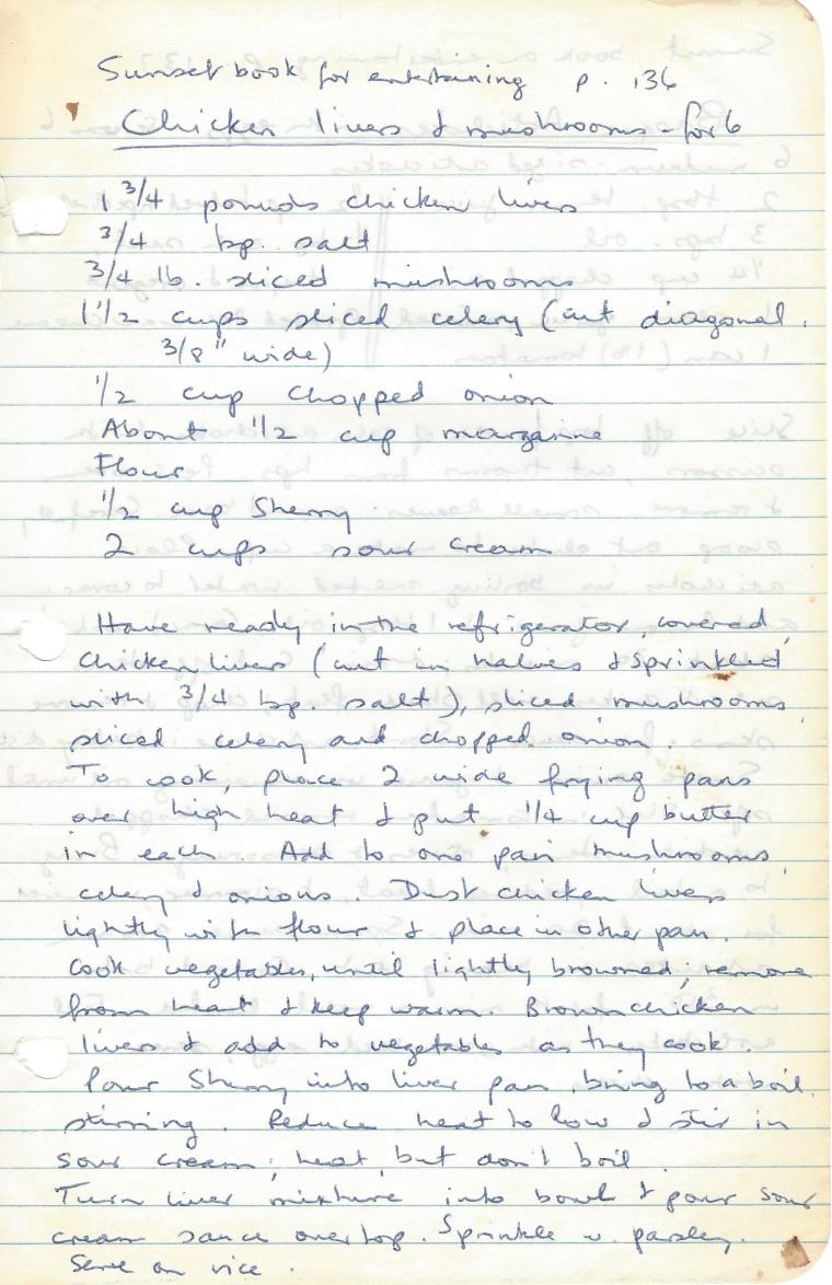 chicken livers and mushrooms