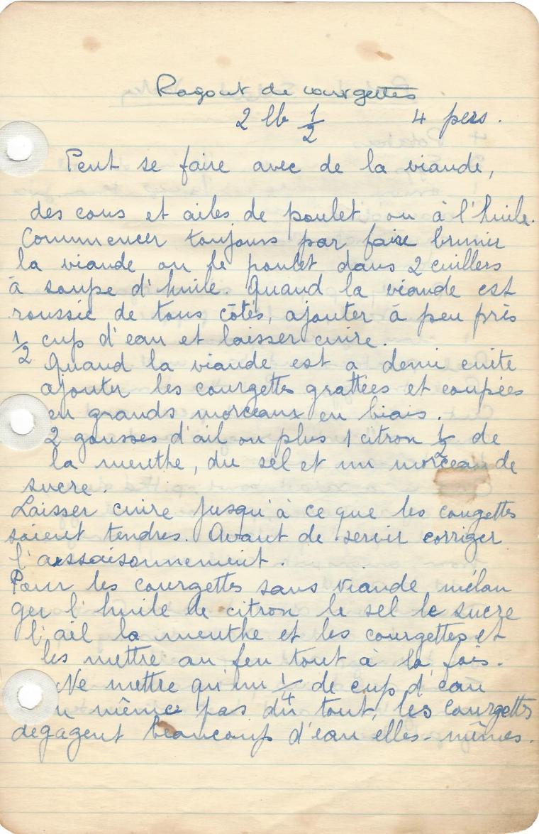 ragout de courgettes