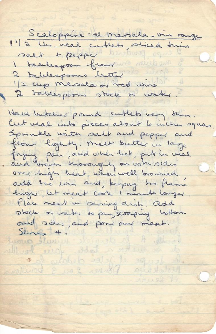 scallopine ala marasala - veal