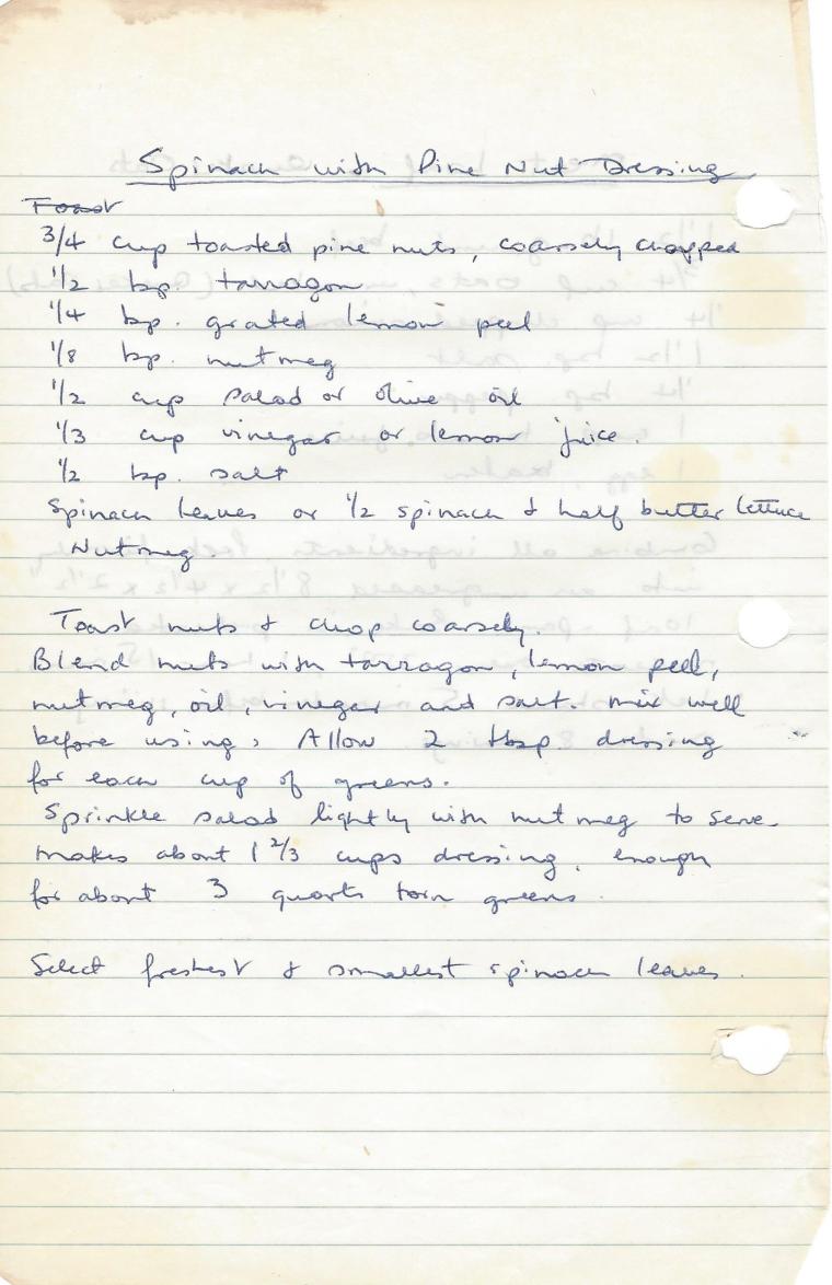 spinach with pine nut dressing